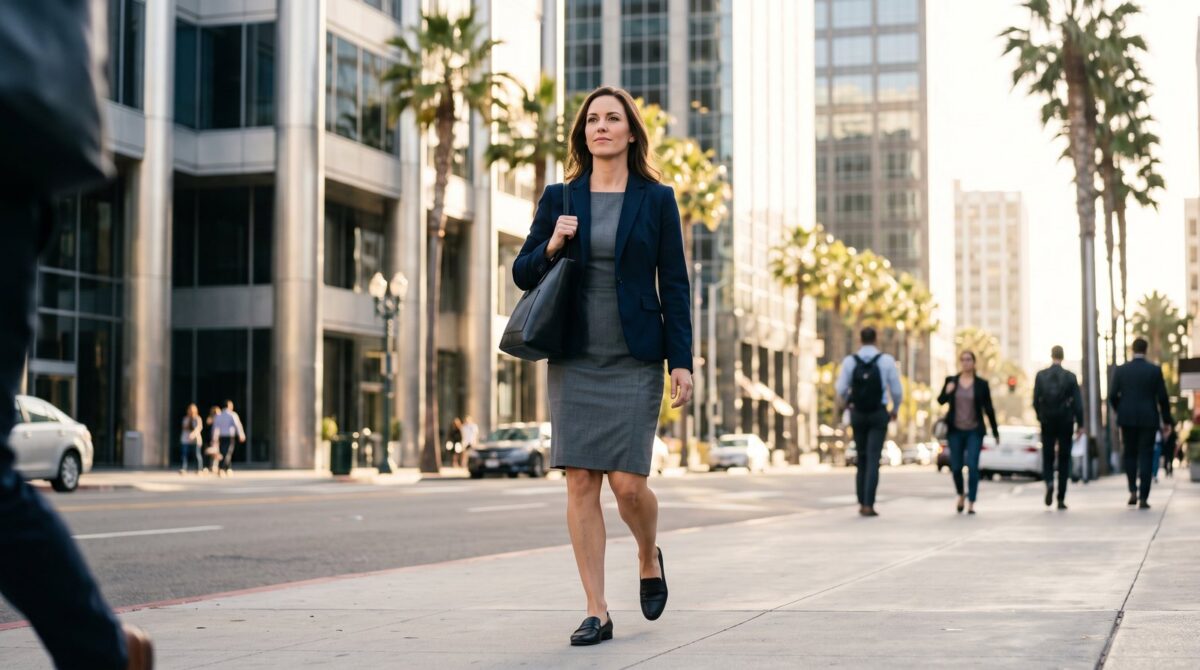 Professional walking in downtown San Diego