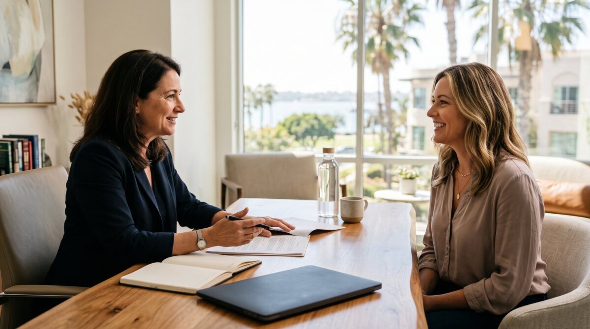 San Diego personal injury lawyer meeting a client for a consultation